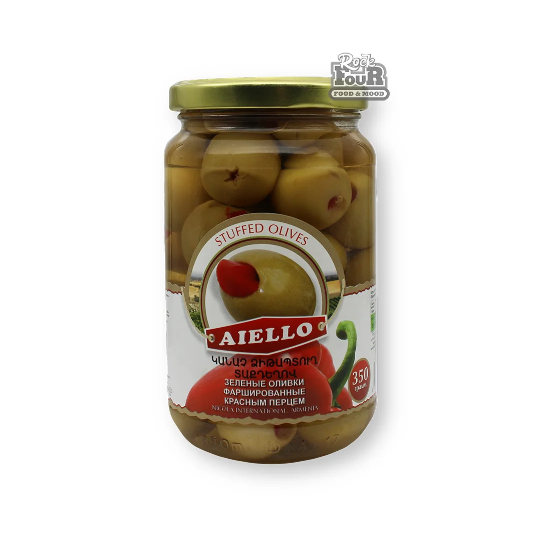 Green olives "AIELLO" stuffed with red pepper 350g